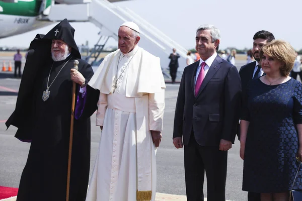 Ереван Армения Июня 2016 Года Встреча Папой Римским Франциском Главой — стоковое фото