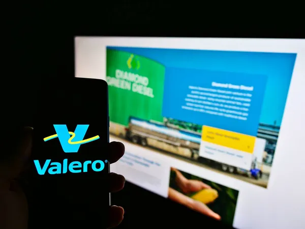 Stuttgart Germany Feb 2021 Person Holding Cellphone Logo Company Valero — Stock Photo, Image