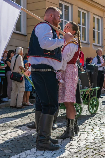 Uherske Hradiste Czech Republic Sep 2021 Vertical Shot People Wine — стокове фото