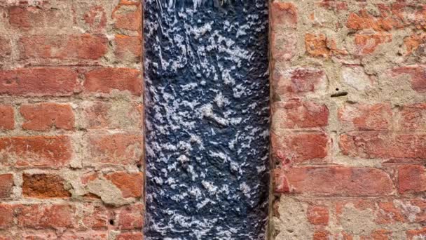 Grunge Bakstenen Muur Met Textuur Achtergrond Oude Vuile Betonnen Vloer — Stockvideo