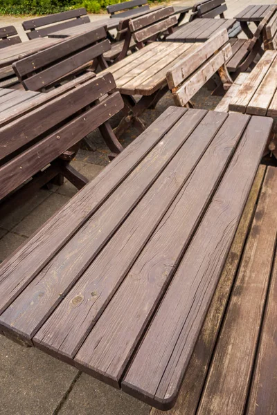 Vertical Shot Wooden Chairs Tables — Stock Photo, Image