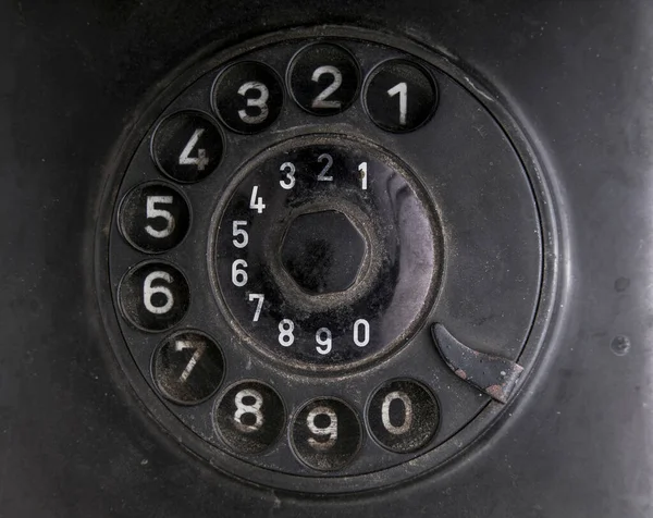 Closeup Shot Rotary Dial Old Telephone Made Bakelite — Stock Photo, Image