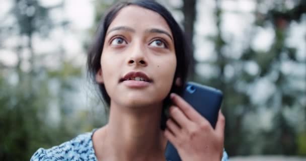 Young Indian Woman Smartphone Park — Video