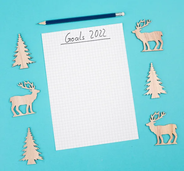 Στόχοι 2022 Άδειο Χαρτί Χριστούγεννα Κάνοντας Σχέδια Για Νέο Έτος — Φωτογραφία Αρχείου