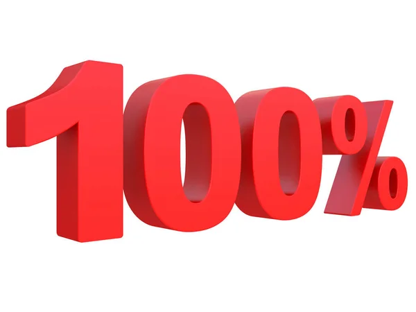 Ein Rot 100 Isoliert Auf Weißem Hintergrund — Stockfoto
