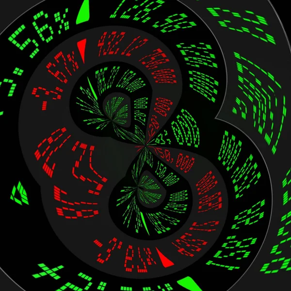 Абстрактна Ілюстрація Цифрового Калейдоскопічного Фону Зеленому Червоному Кольорах — стокове фото