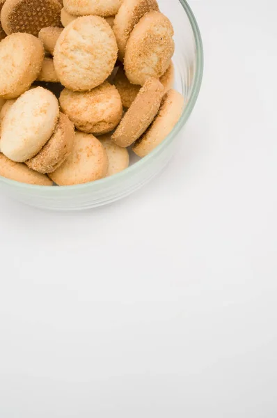 Una Toma Vertical Vista Superior Galletas Coco Vidrio Sobre Fondo — Foto de Stock