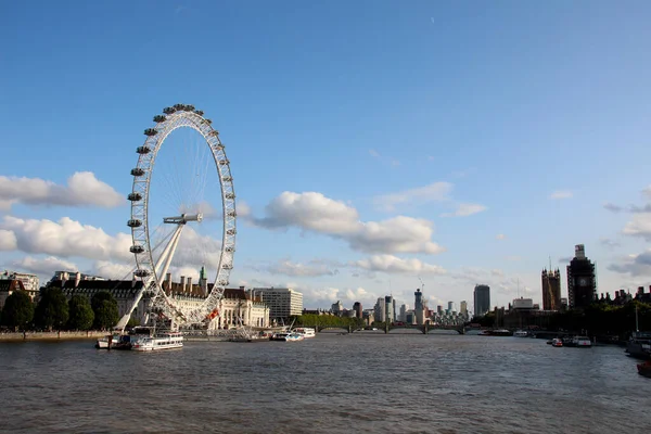 Снимок Колеса Обозрения London Eye Ferris Темзе Лондоне Великобритания — стоковое фото
