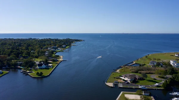 Una Vista Aérea Bayshore Con Vistas Mar Nueva York — Foto de Stock