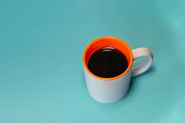Una Taza Café Sobre Fondo Blu — Foto de Stock