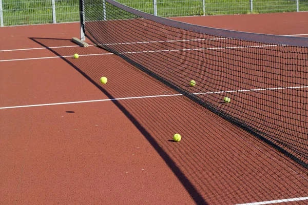Les Balles Tennis Avec Filet — Photo