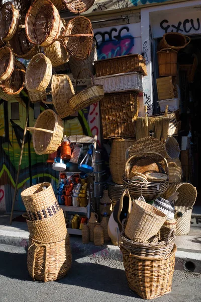 Cestas Feitas Mão Uma Loja Que Vende Tradicionalmente Cestas Feitas — Fotografia de Stock