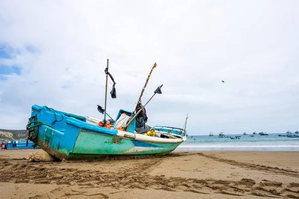 Ein Boot Strand Von Montanita Ecuador — Stockfoto