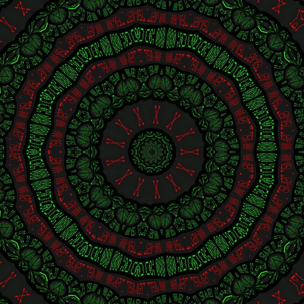 Абстрактна Ілюстрація Цифрового Калейдоскопічного Фону Зеленому Червоному Кольорах — стокове фото