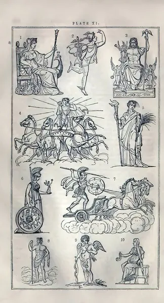 Illustration Vintage Xixe Siècle Des Icônes Mythologie Grecque Romaine — Photo