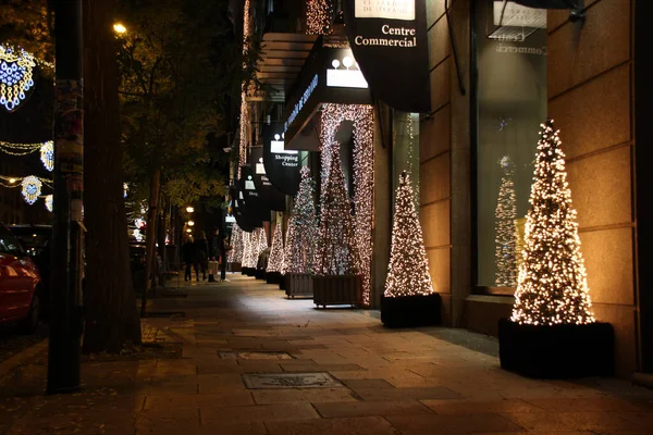 Мадрид Испания Рождественская Иллюминация Одной Торговых Улиц Мадрида Испания — стоковое фото
