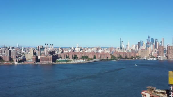 New York City Panorama Mrakodrapy Modrou Oblohou — Stock video