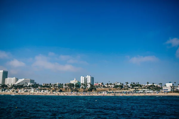 Santa Monica Sahil Plajının Büyüleyici Manzarası Arka Planda Amerika Nın — Stok fotoğraf