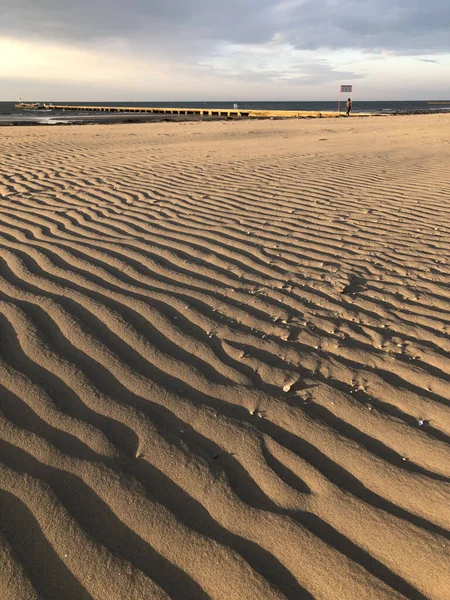 Sabbia Coste Nella Luce Del Mattino Presto Sulla Spiaggia Grado — Foto Stock