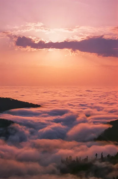 Tiro Vertical Das Belas Nuvens Céu Pôr Sol — Fotografia de Stock