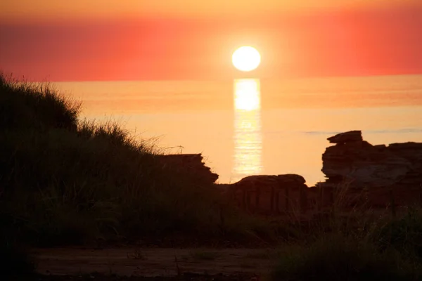 Uma Bela Vista Pôr Sol Praia — Fotografia de Stock