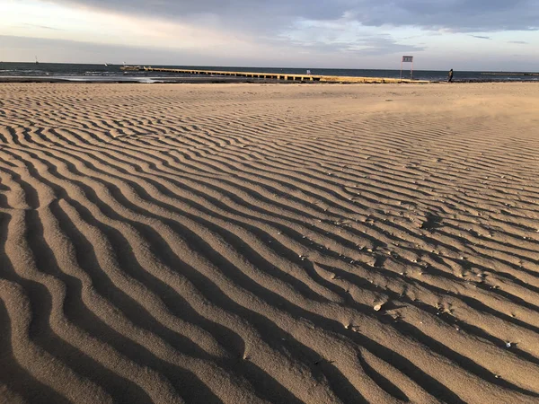 Ribbed Sand Early Morning Light Grado Beach — Stock Photo, Image