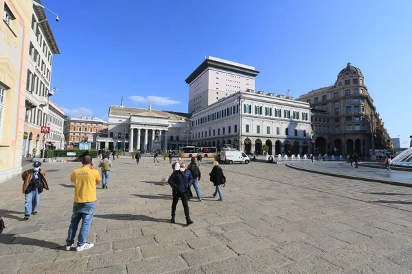 Genova Itália Outubro 2021 Gênova Itália Praça Ferrari Com Teatro — Fotografia de Stock