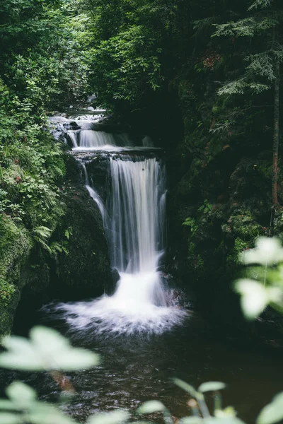 Uma Vista Hipnotizante Cachoeira Geroldsau Com Uma Cascata Água Árvores — Fotografia de Stock