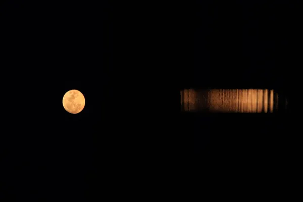 Pleine Lune Dans Ciel Sombre — Photo