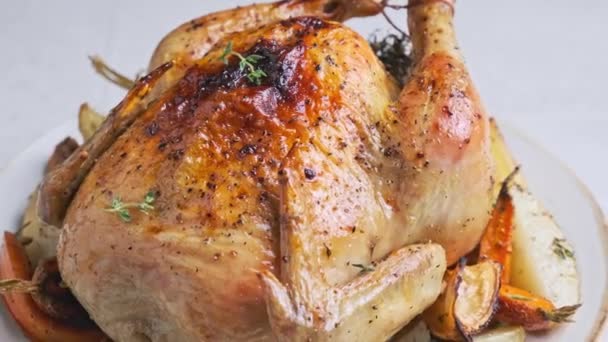Ayam Panggang Dengan Rempah Rempah Dan Rempah Rempah — Stok Video