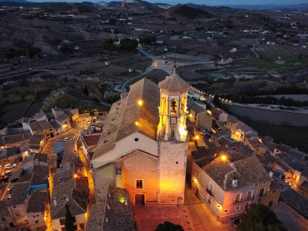 Uma Bela Vista Noturna Igreja Cehegin Múrcia Espanha — Fotografia de Stock