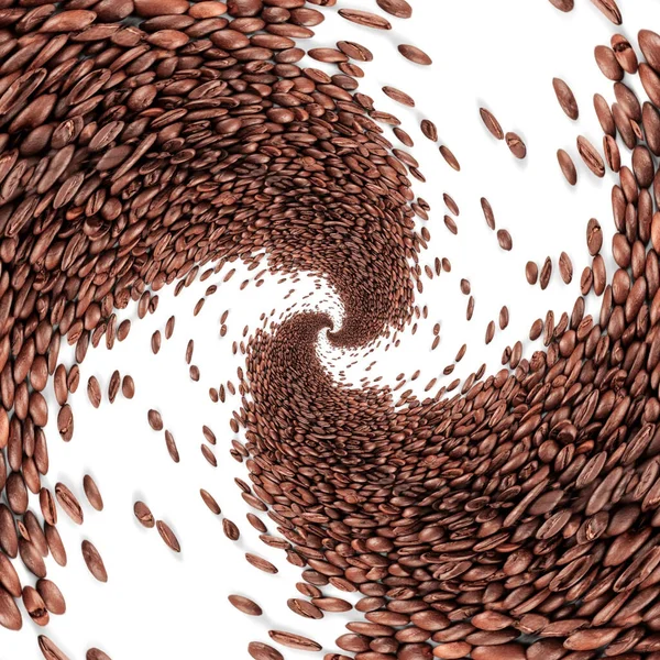 白色背景下旋转咖啡豆的三维渲染 — 图库照片
