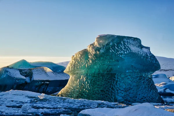 Льодова Лагуна Йокулсарлон Ісландії Проти Блакитного Неба Холодного Зимового Дня — стокове фото