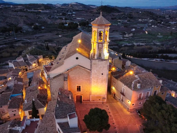 Uma Bela Vista Igreja Cehegin Múrcia Espanha Noite — Fotografia de Stock