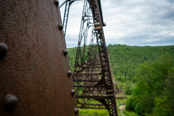 Szczegóły Mostu Kinzua Zachmurzonym Niebie State Park Mount Usa — Zdjęcie stockowe