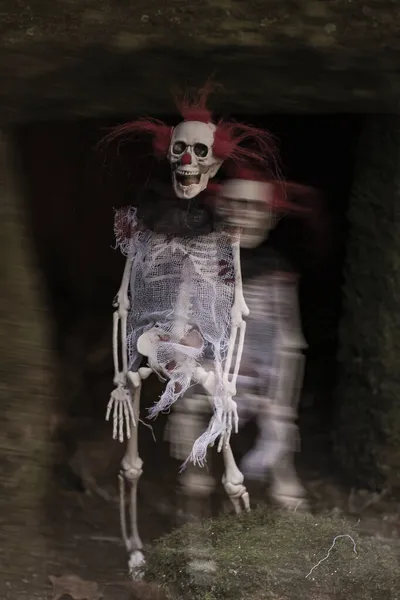 Esqueleto Halloween Assustador Com Cabelo Vermelho — Fotografia de Stock