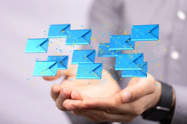Uma Renderização Símbolo Mail Comunicações Rede Com Fundo Embaçado — Fotografia de Stock