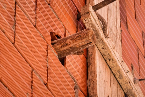 Wooden Log Brick Wall — Stock Photo, Image