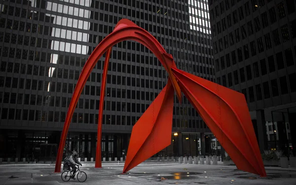 Chicag Förenade Stater Mar 2020 Modern Flamingo Skulptur Loop Vintern — Stockfoto
