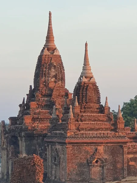 Piękne Ujęcie Pogańskich Struktur Archeologicznych Wschodzie Słońca Mjanmie — Zdjęcie stockowe