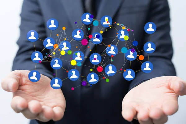 Rendering Una Connessione Squadra Simbolo Del Social Network Uno Sfondo — Foto Stock