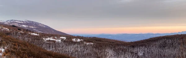 Hermoso Paisaje Nevada Cumbre Basara Serbia Atardecer —  Fotos de Stock