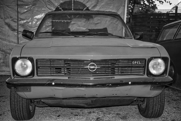 51143 Colog Germany Jul 2021 Grayscale Front View Oldtimer Brand — Stock Photo, Image
