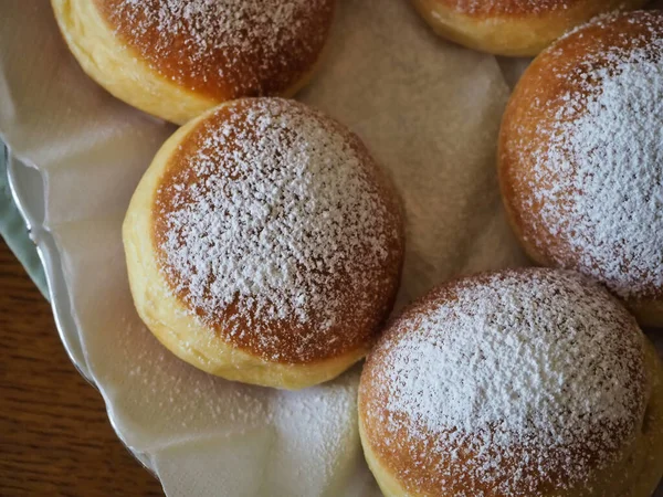 Eine Nahaufnahme Französischer Donuts Mit Puder — Stockfoto