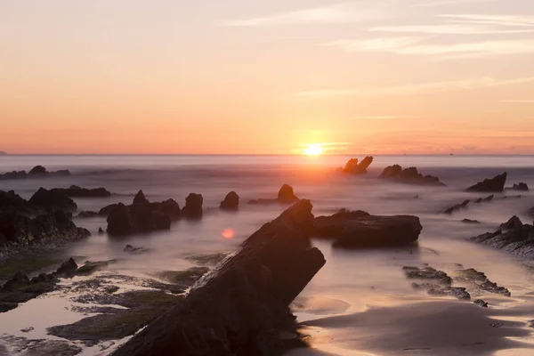 Barrika Plaża Kraju Basków Zachodzie Słońca — Zdjęcie stockowe