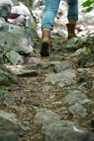 岩の歩道に足の垂直ショット — ストック写真