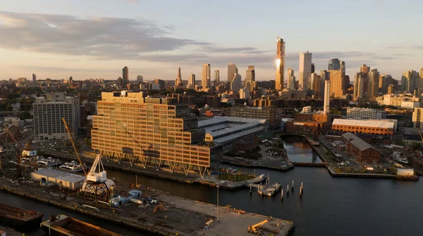 Brooklyn Estados Unidos Set 2021 Uma Vista Aérea Estaleiro Industrial — Fotografia de Stock