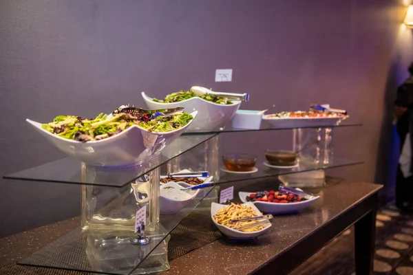 Banquet Table Fresh Salads — Stock Photo, Image