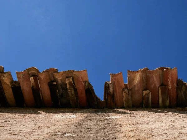 Old Roof Tiles Background Blue Sky — Stock Photo, Image