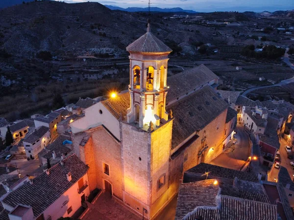 Uma Bela Vista Igreja Cehegin Múrcia Espanha Noite — Fotografia de Stock